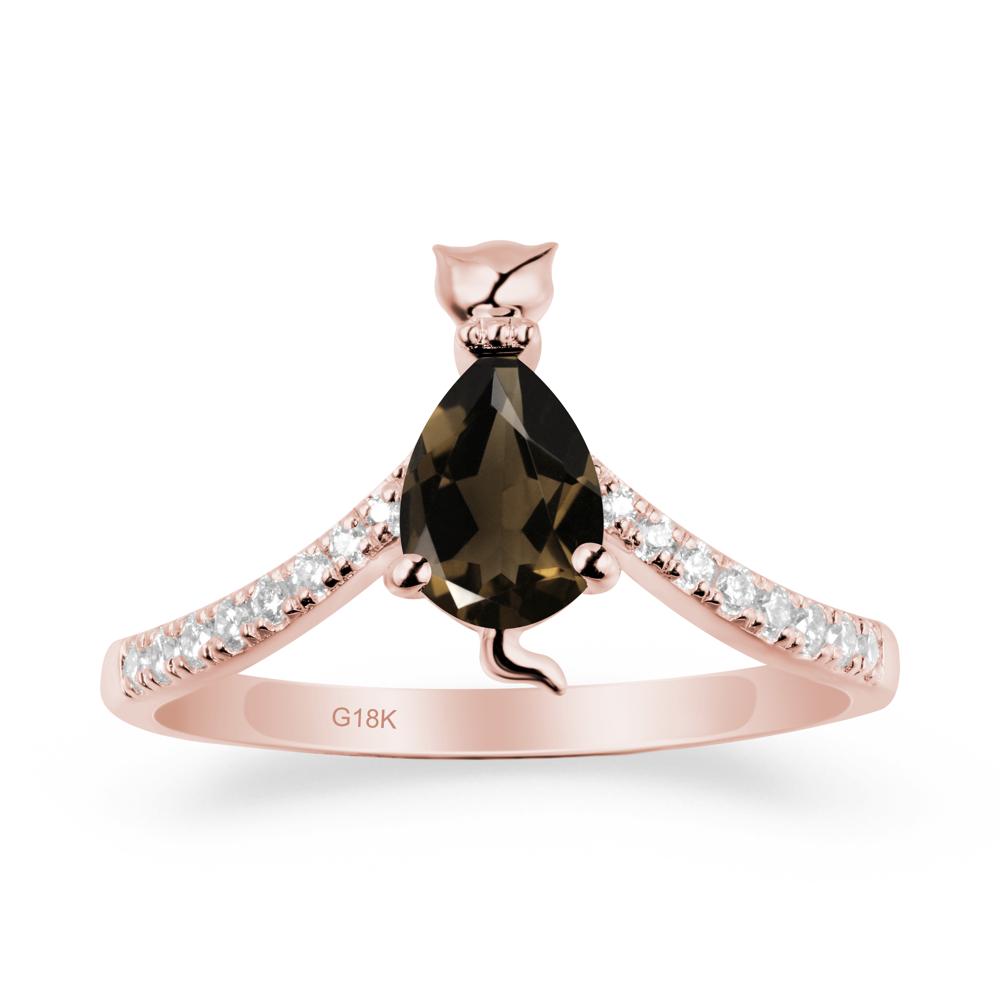 Cute Cat Inspired Smoky Quartz Ring - LUO Jewelry #metal_18k rose gold