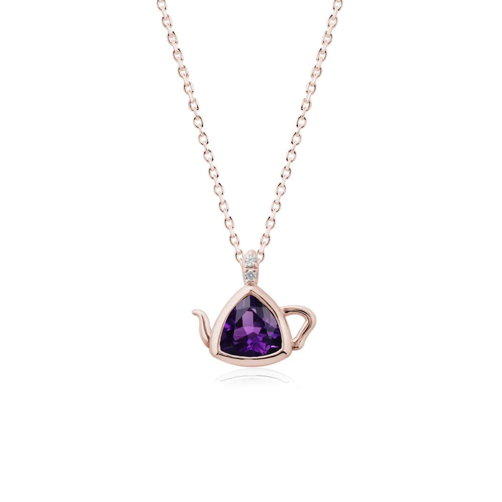 Trillion Cut Amethyst Pendant Necklace - LUO Jewelry #metal_14k rose gold