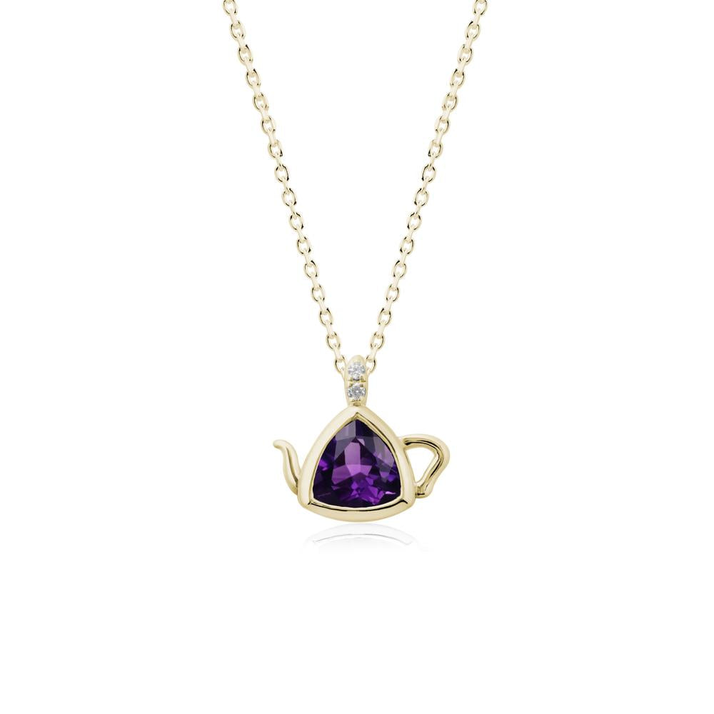 Trillion Cut Amethyst Pendant Necklace - LUO Jewelry #metal_14k yellow gold