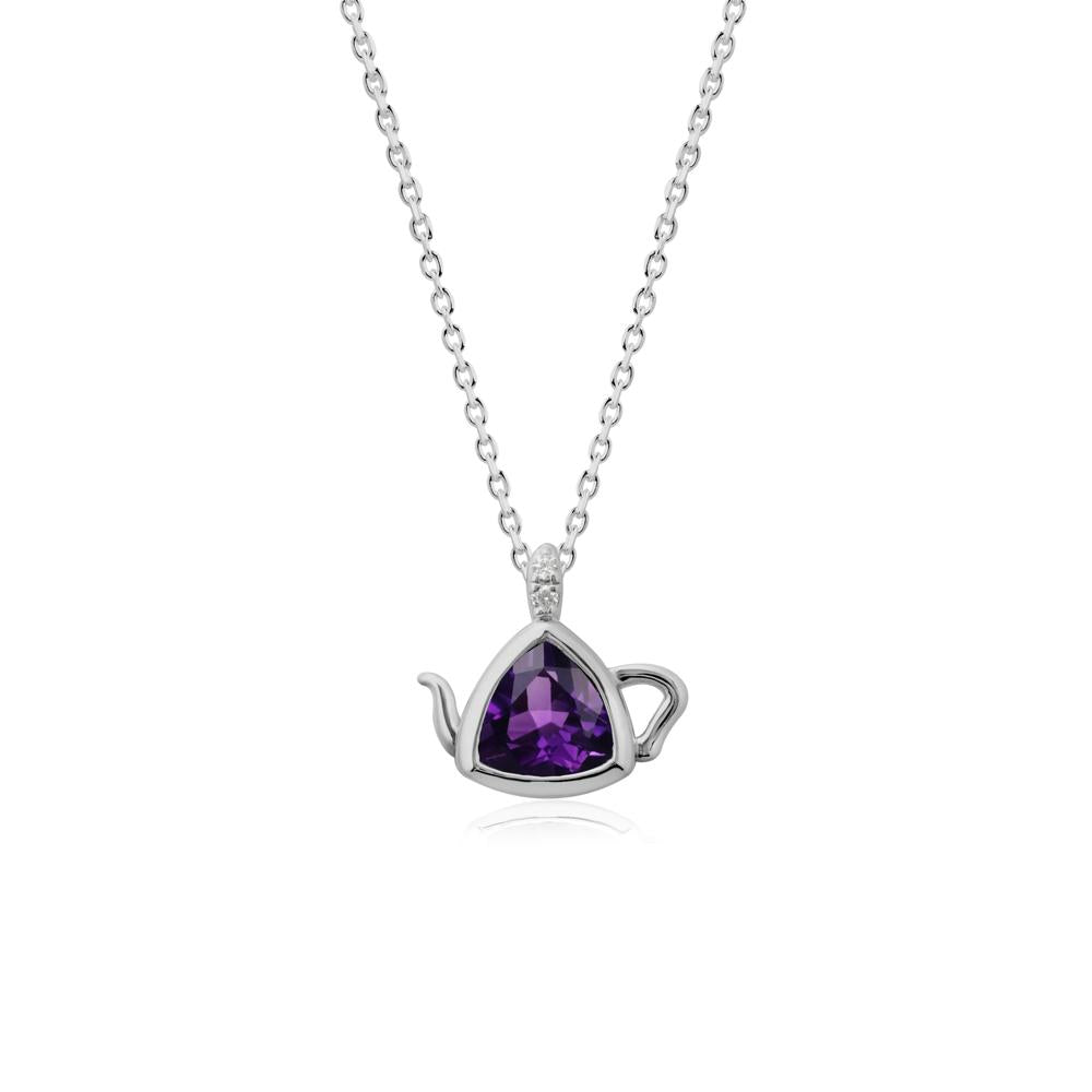 Trillion Cut Amethyst Pendant Necklace - LUO Jewelry #metal_platinum