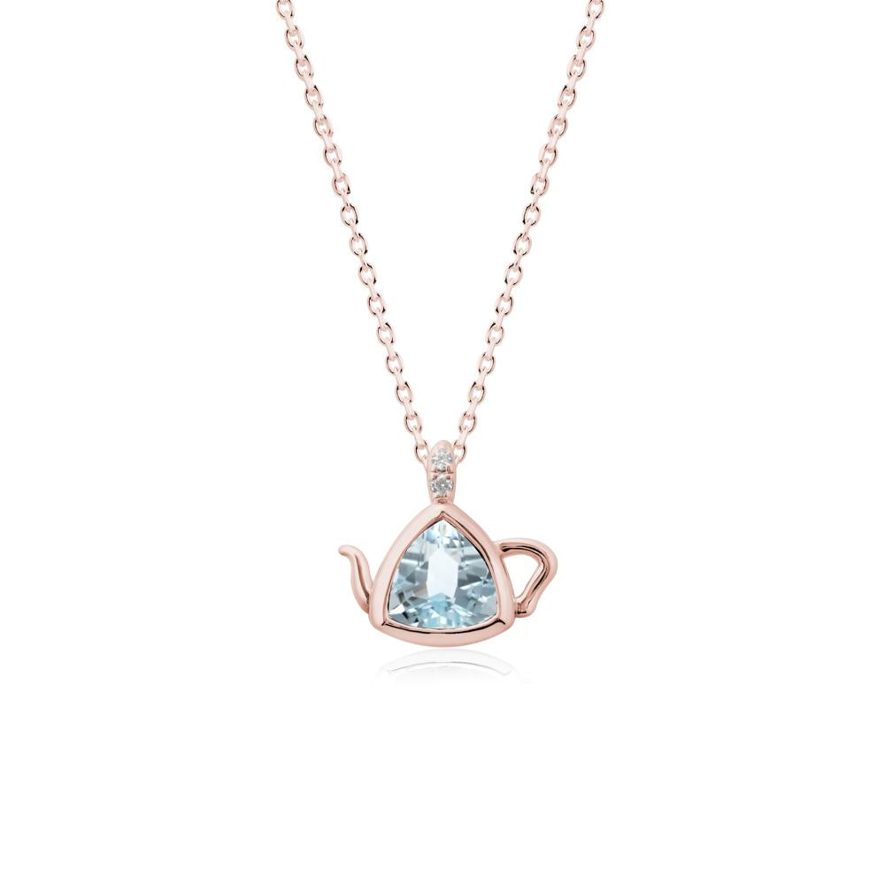 Creative Bezel Setting Aquamarine Pendant - LUO Jewelry #metal_18k rose gold
