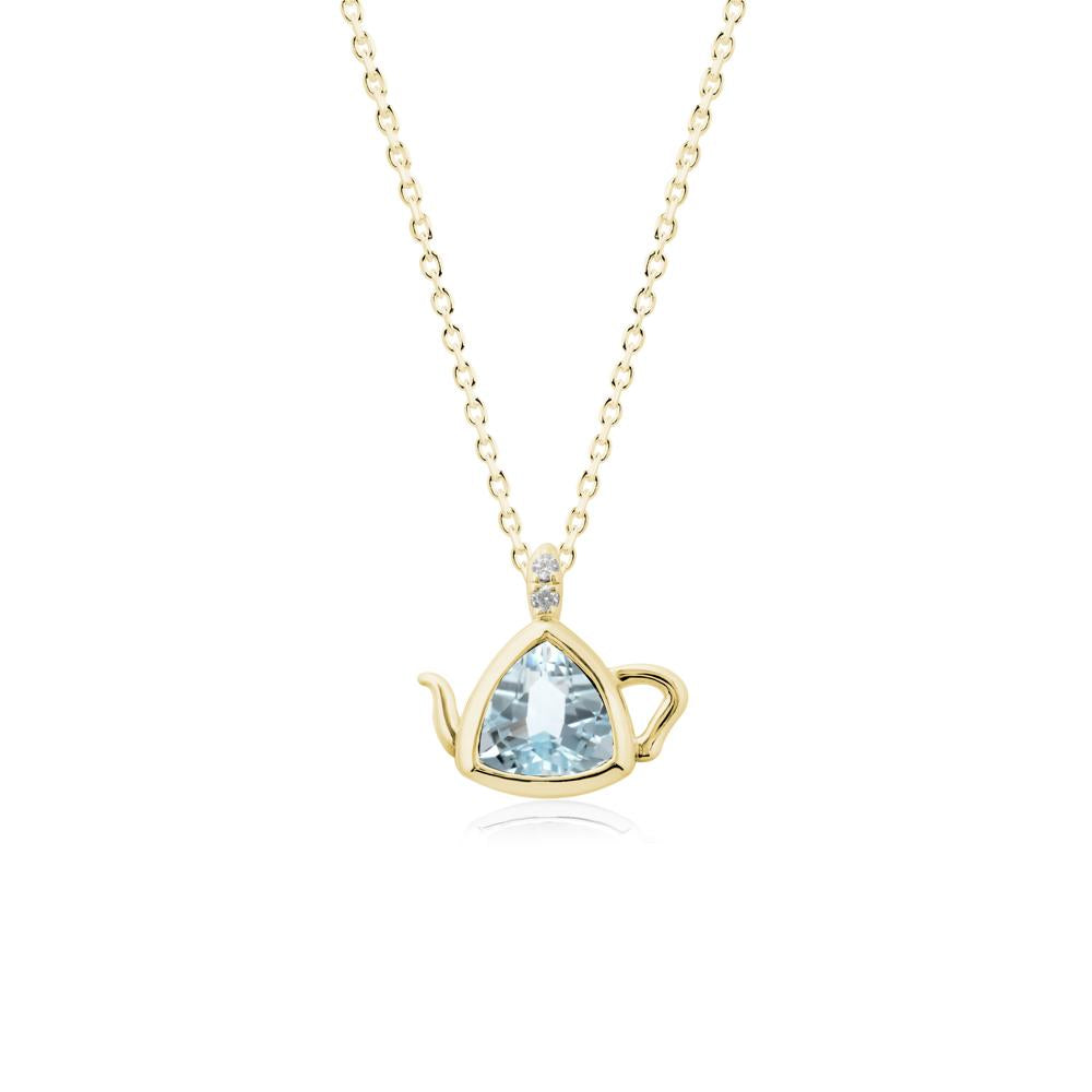 Creative Bezel Setting Aquamarine Pendant - LUO Jewelry #metal_18k yellow gold