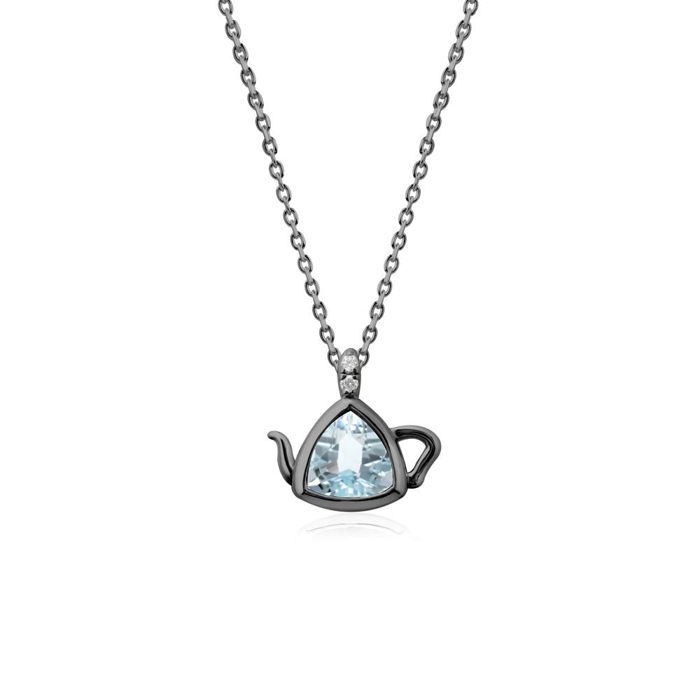 Creative Bezel Setting Aquamarine Pendant - LUO Jewelry #metal_black finish sterling silver