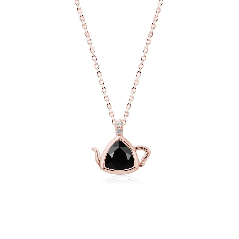 Teapot Inspired Black Spinel Necklace - LUO Jewelry #metal_18k rose gold