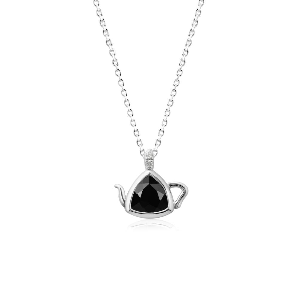 Teapot Inspired Black Spinel Necklace - LUO Jewelry #metal_18k white gold