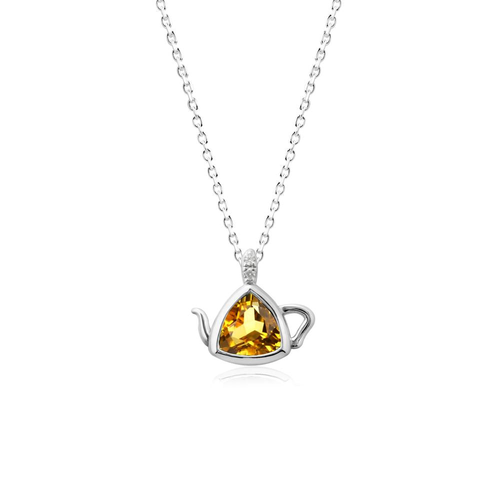 Trillion Cut Citrine Pendant Necklace - LUO Jewelry #metal_sterling silver