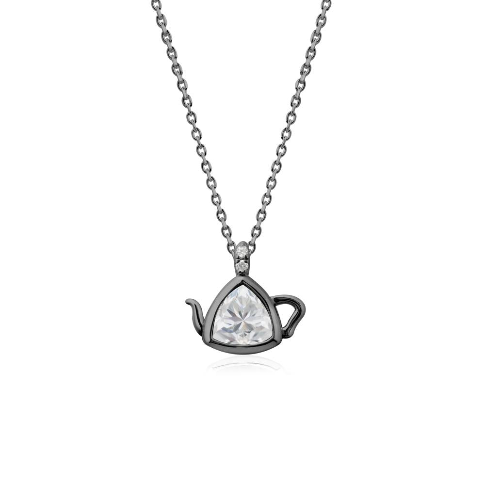 Creative Bezel Setting Cubic Zirconia Pendant - LUO Jewelry #metal_black finish sterling silver