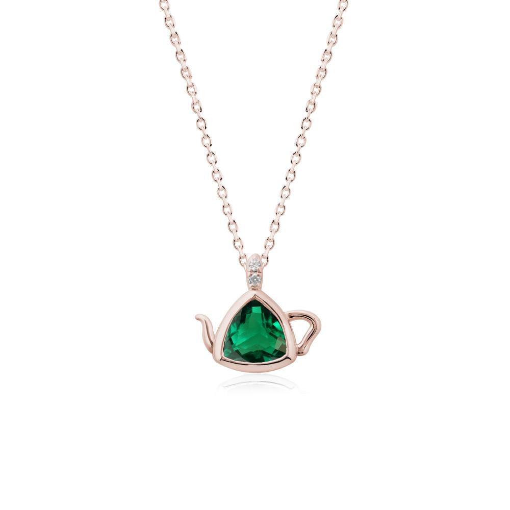 Trillion Cut Emerald Pendant Necklace - LUO Jewelry #metal_14k rose gold