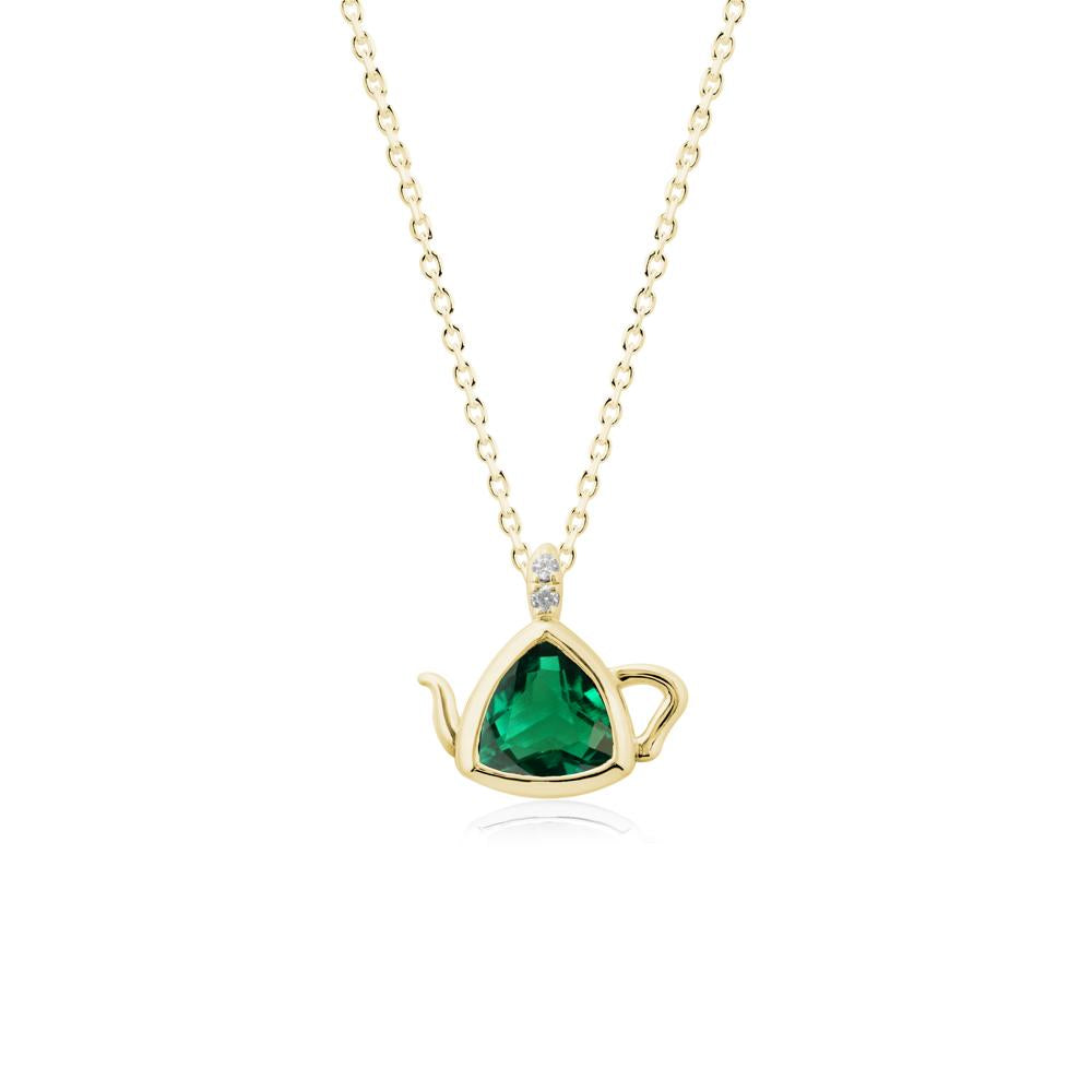 Trillion Cut Emerald Pendant Necklace - LUO Jewelry #metal_18k yellow gold