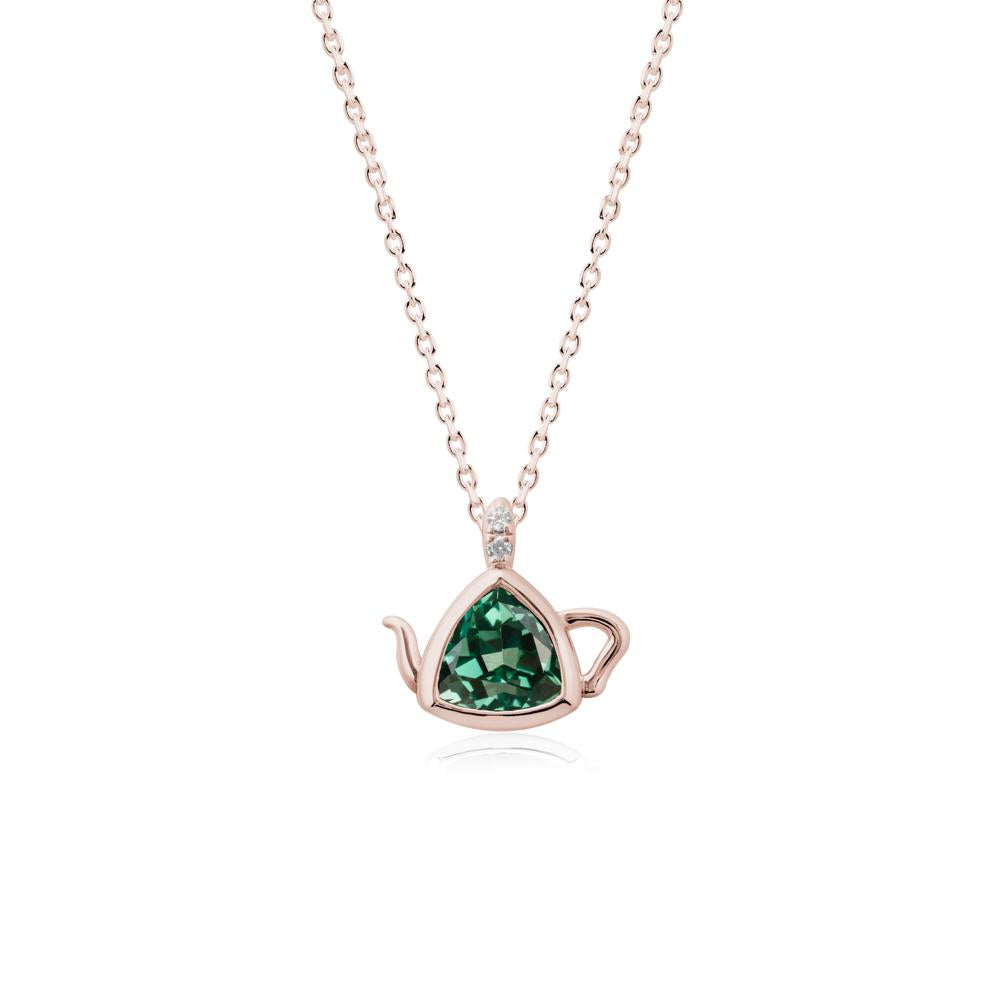 Trillion Cut Green Sapphire Pendant Necklace - LUO Jewelry #metal_14k rose gold