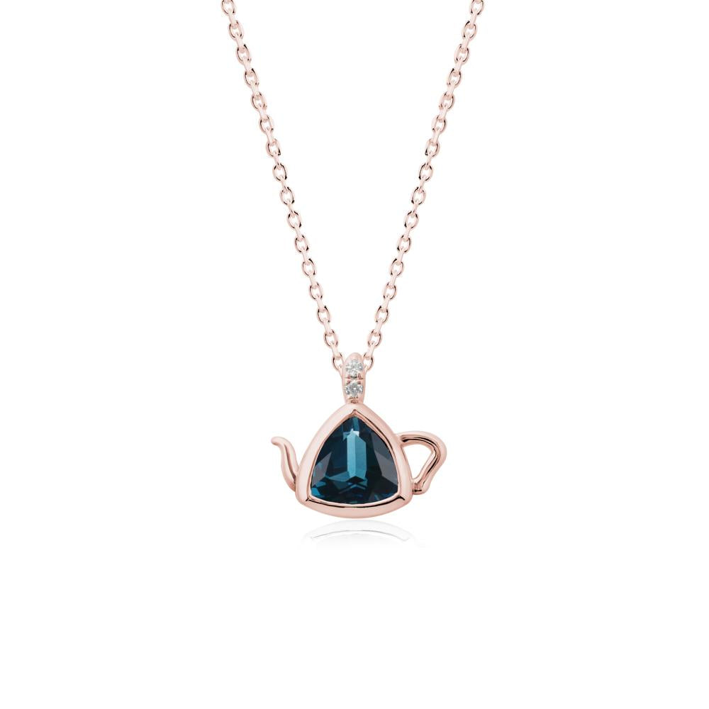 Teapot Inspired London Blue Topaz Necklace - LUO Jewelry #metal_18k rose gold
