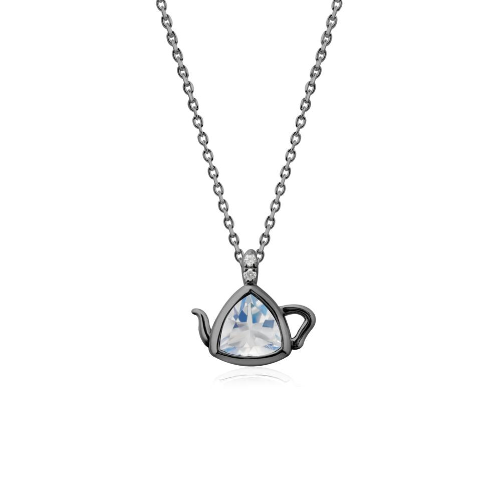 Trillion Cut Moonstone Pendant Necklace - LUO Jewelry #metal_black finish sterling silver