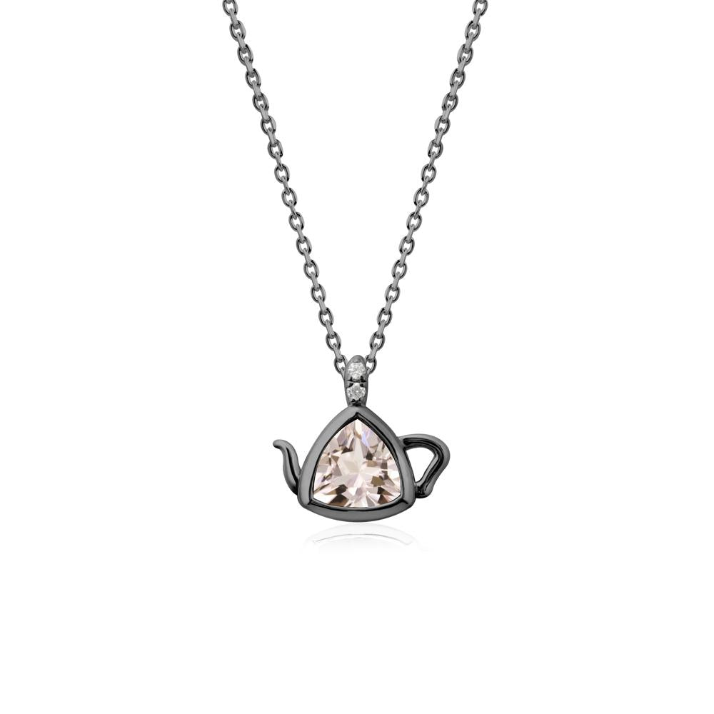 Creative Bezel Setting Morganite Pendant - LUO Jewelry #metal_black finish sterling silver