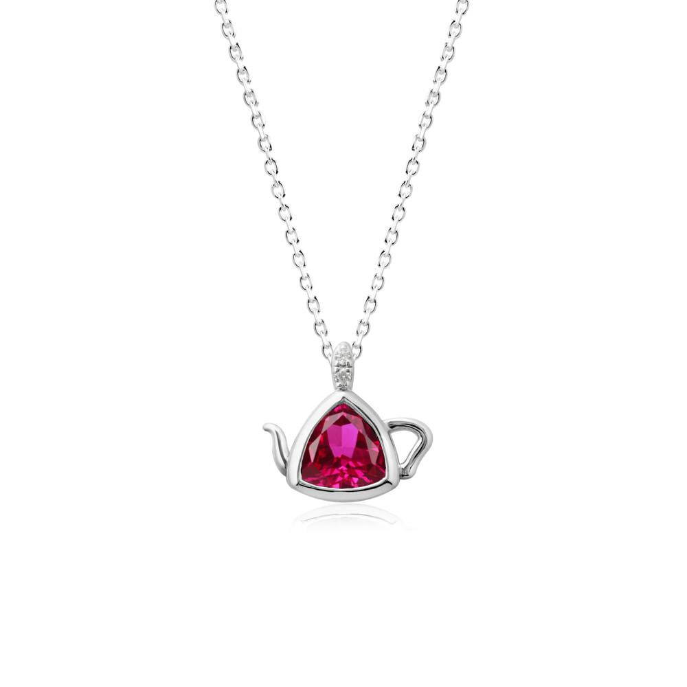 Creative Bezel Setting Ruby Pendant - LUO Jewelry #metal_14k white gold