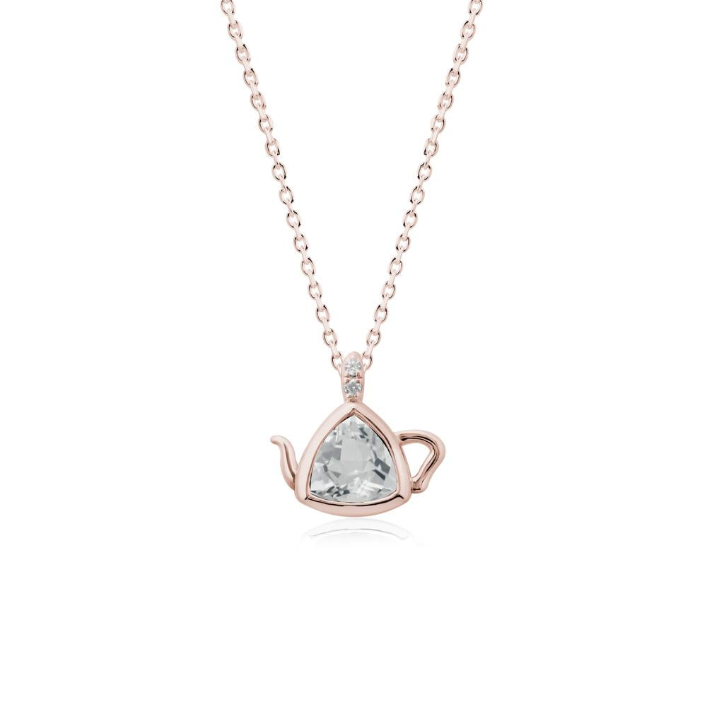 Trillion Cut White Topaz Pendant Necklace - LUO Jewelry #metal_14k rose gold