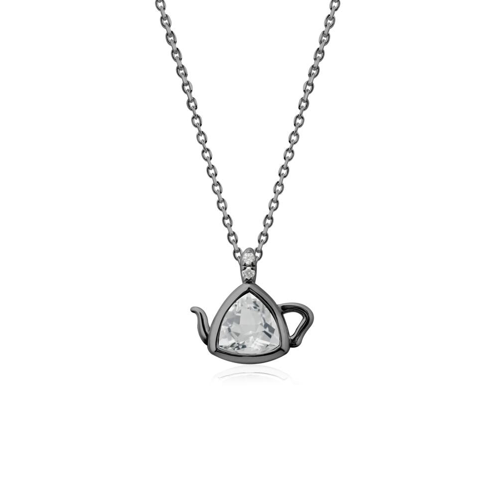 Trillion Cut White Topaz Pendant Necklace - LUO Jewelry #metal_black finish sterling silver