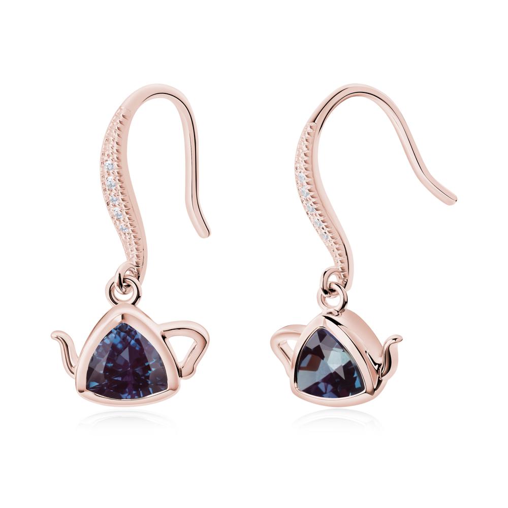 Creative Bezel Setting Alexandrite French Hook Earrings - LUO Jewelry #metal_18k rose gold
