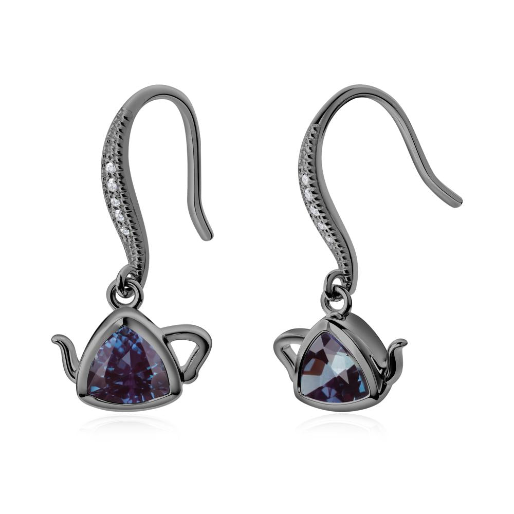 Creative Bezel Setting Alexandrite French Hook Earrings - LUO Jewelry #metal_black finish sterling silver