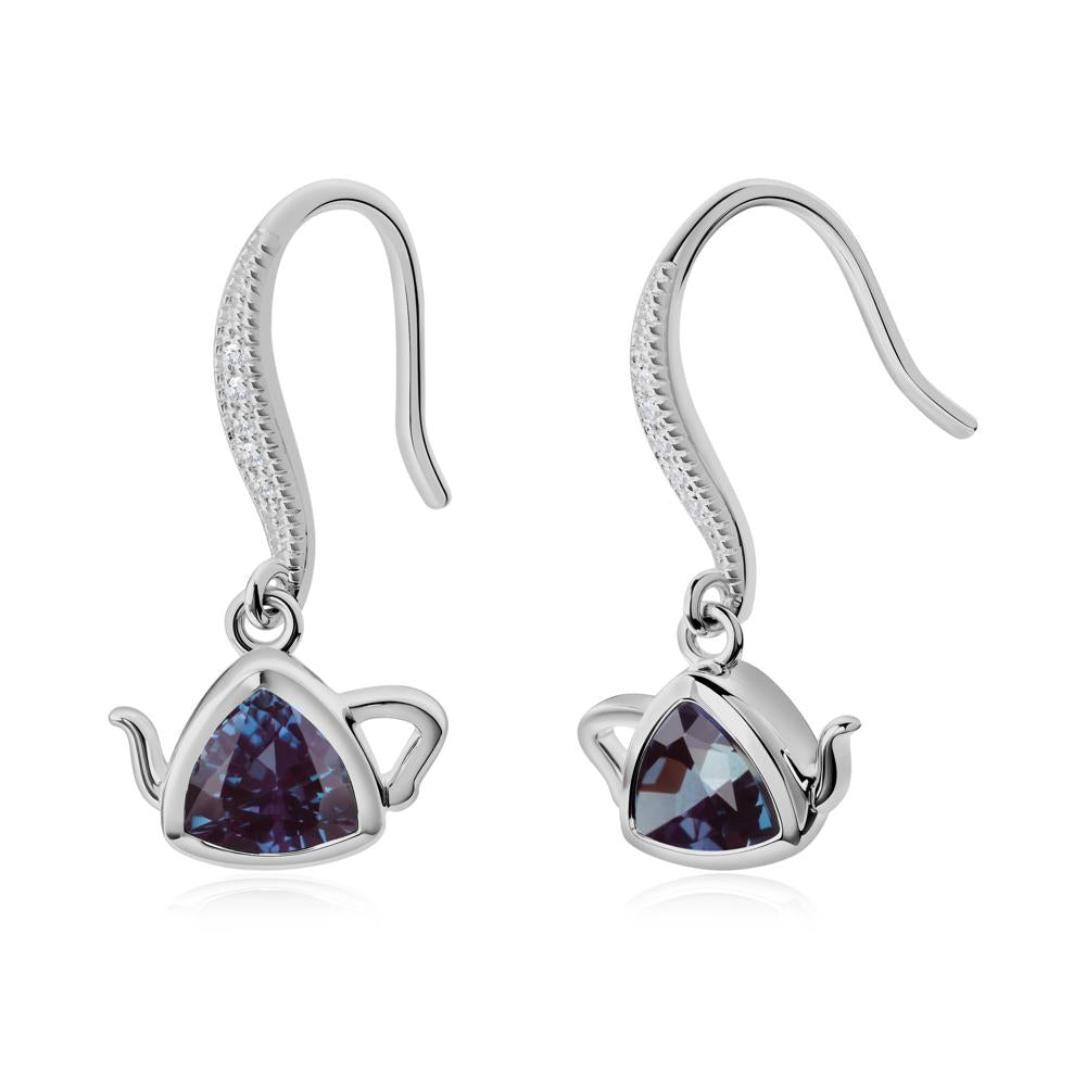 Creative Bezel Setting Alexandrite French Hook Earrings - LUO Jewelry #metal_platinum