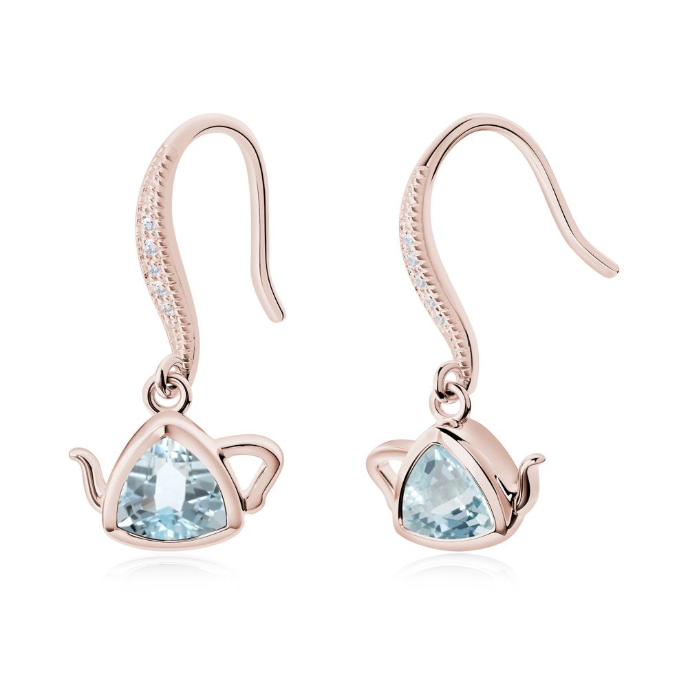 Teapot Inspired Aquamarine Fish Hook Earrings - LUO Jewelry #metal_14k rose gold