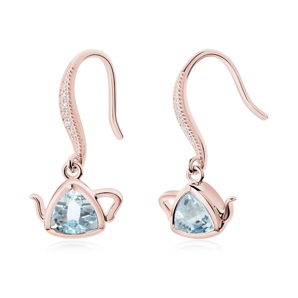 Teapot Inspired Aquamarine Fish Hook Earrings - LUO Jewelry #metal_18k rose gold
