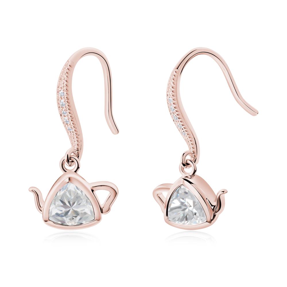 Teapot Inspired Cubic Zirconia Fish Hook Earrings - LUO Jewelry #metal_18k rose gold