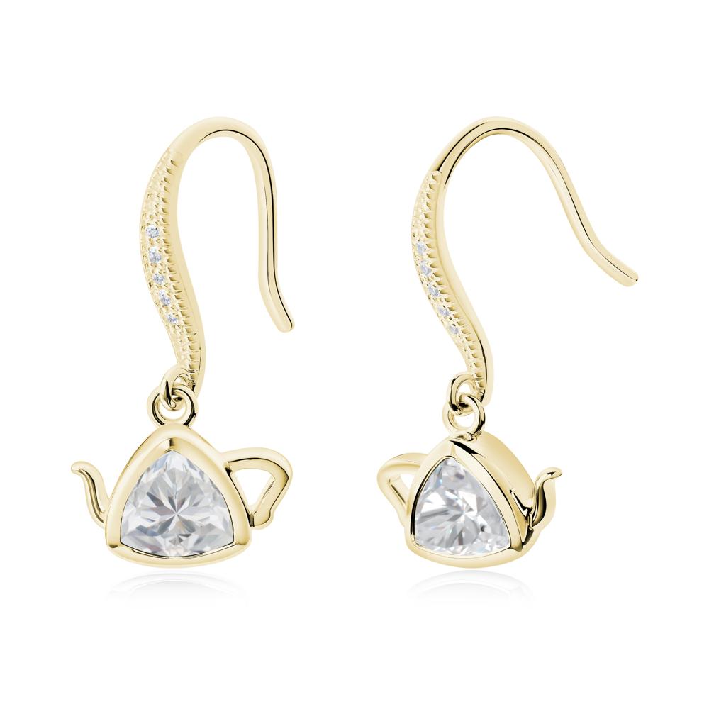Teapot Inspired Cubic Zirconia Fish Hook Earrings - LUO Jewelry #metal_18k yellow gold