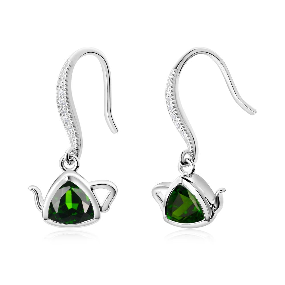 Teapot Inspired Diopside Fish Hook Earrings - LUO Jewelry #metal_18k white gold
