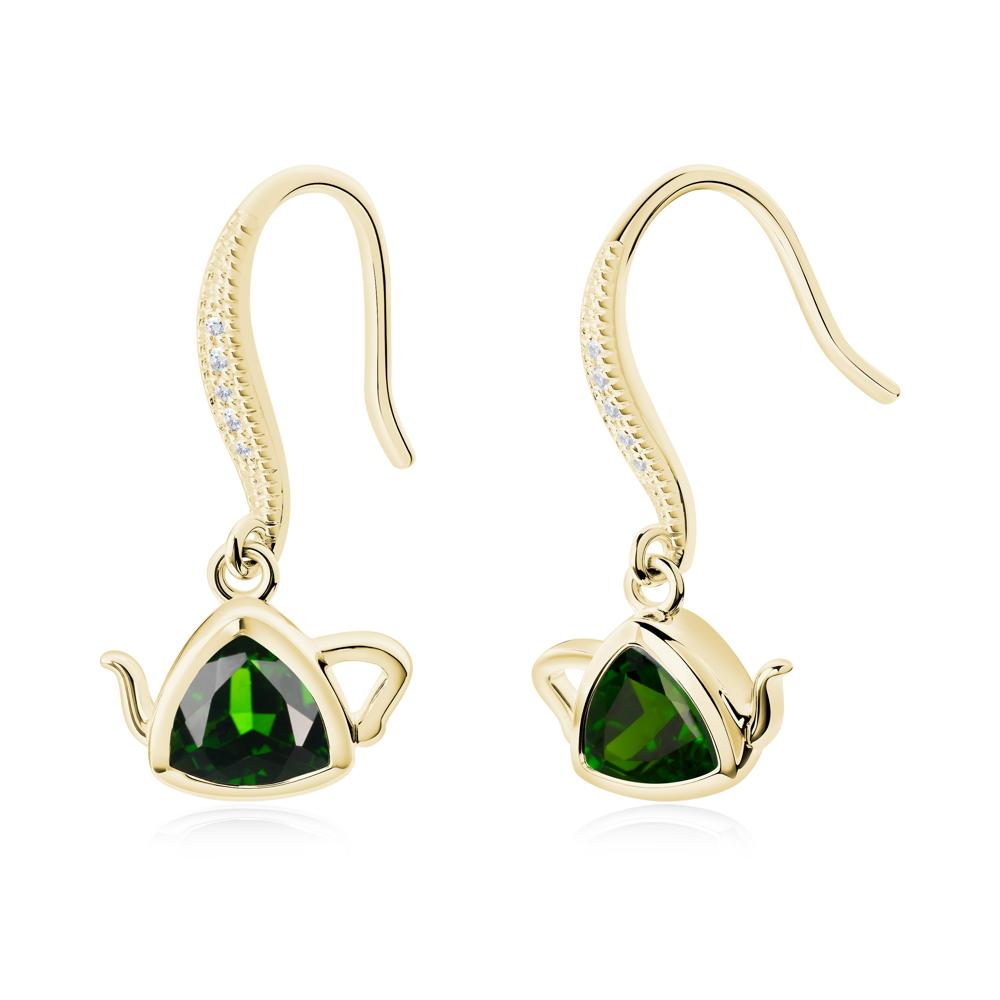 Teapot Inspired Diopside Fish Hook Earrings - LUO Jewelry #metal_18k yellow gold