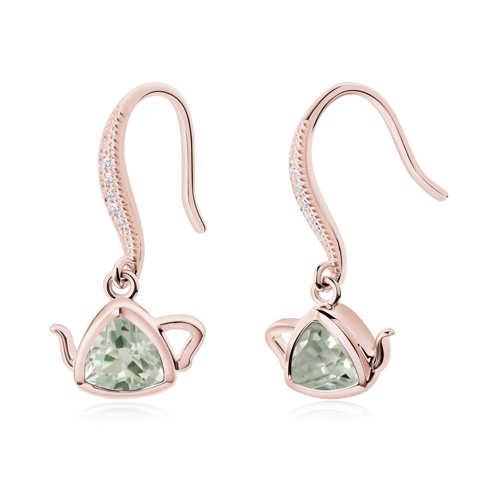 Creative Bezel Setting Green Amethyst French Hook Earrings - LUO Jewelry #metal_18k rose gold