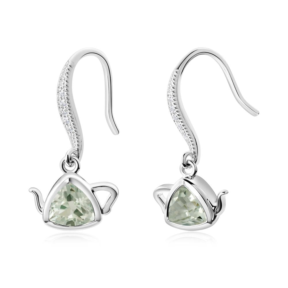 Creative Bezel Setting Green Amethyst French Hook Earrings - LUO Jewelry #metal_18k white gold