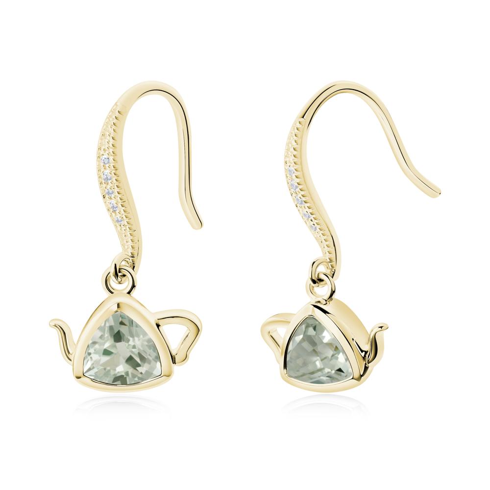 Creative Bezel Setting Green Amethyst French Hook Earrings - LUO Jewelry #metal_18k yellow gold