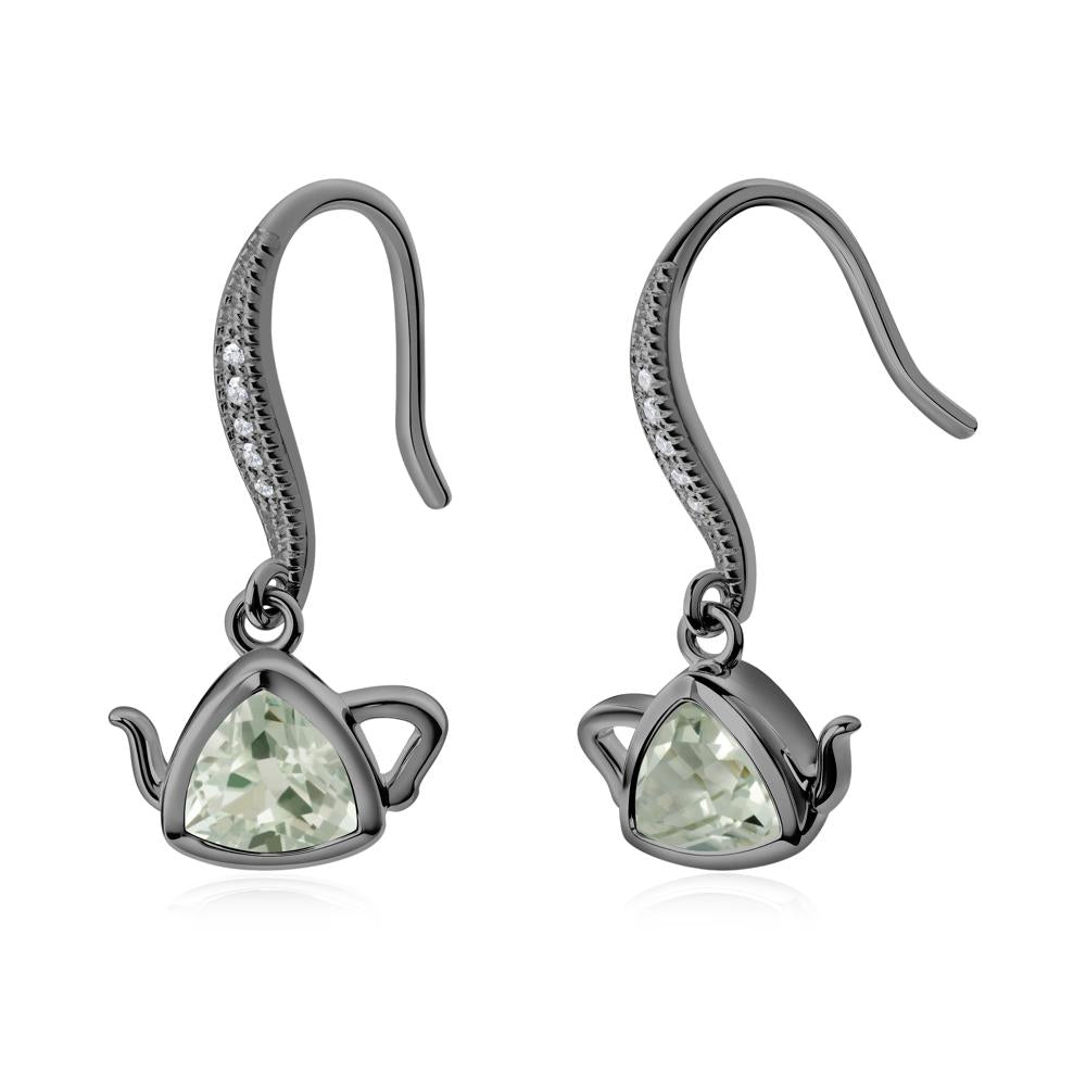 Creative Bezel Setting Green Amethyst French Hook Earrings - LUO Jewelry #metal_black finish sterling silver