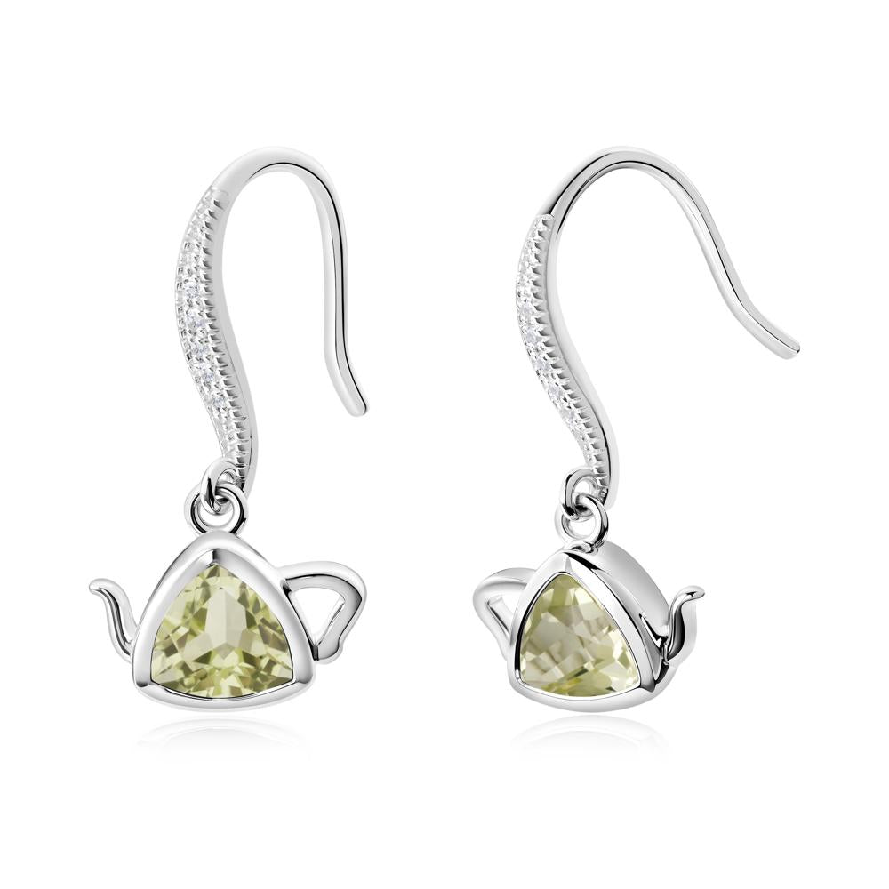 Creative Bezel Setting Lemon Quartz French Hook Earrings - LUO Jewelry #metal_14k white gold