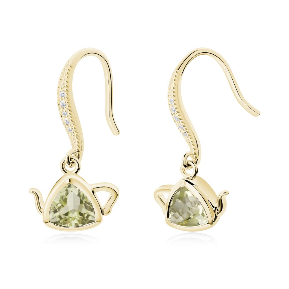 Creative Bezel Setting Lemon Quartz French Hook Earrings - LUO Jewelry #metal_18k yellow gold