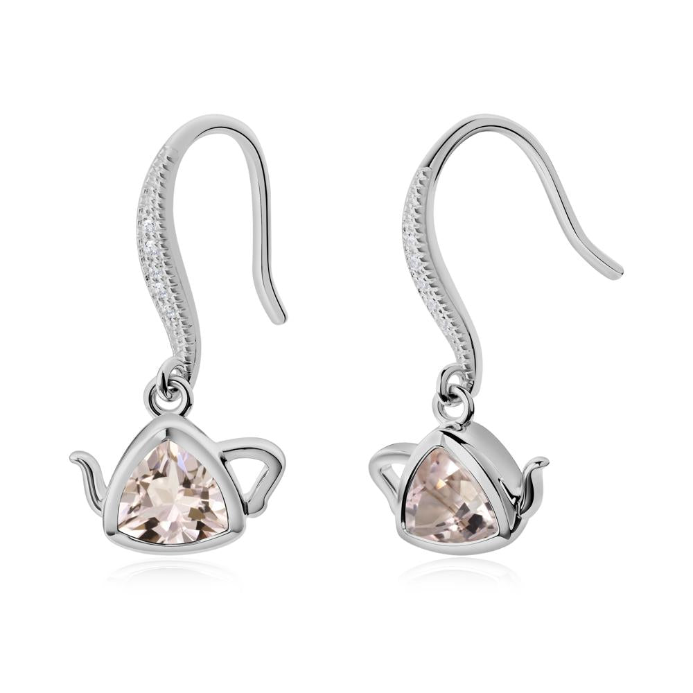Trillion Cut Morganite Shepherd Hook Earrings - LUO Jewelry #metal_platinum
