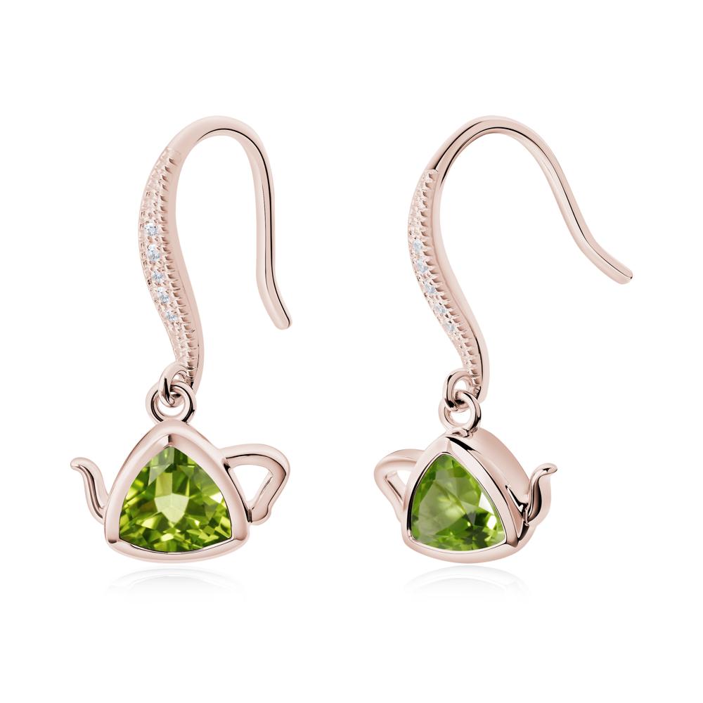 Creative Bezel Setting Peridot French Hook Earrings - LUO Jewelry #metal_14k rose gold