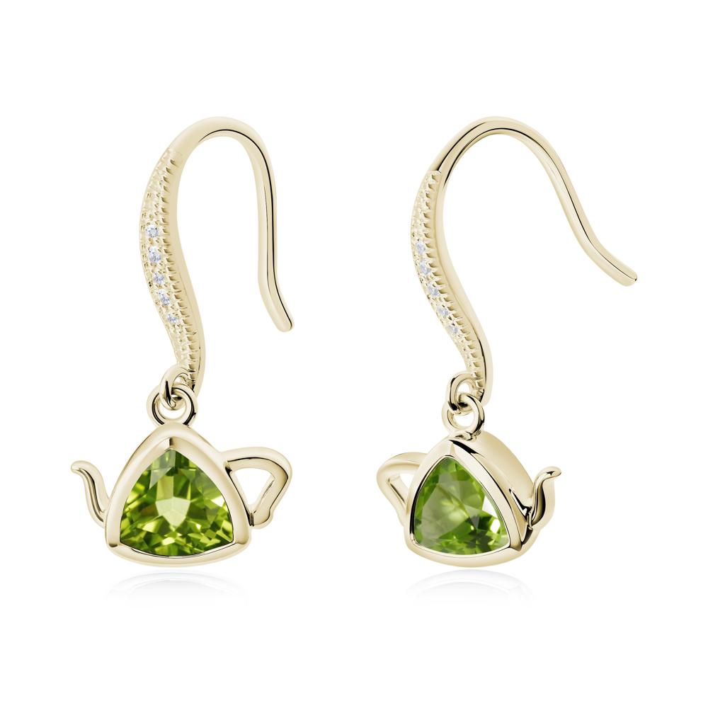 Creative Bezel Setting Peridot French Hook Earrings - LUO Jewelry #metal_14k yellow gold