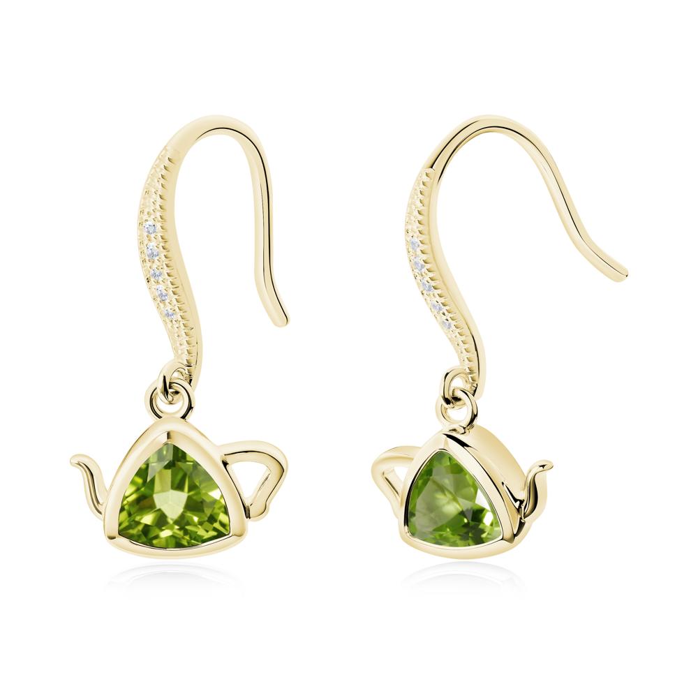 Creative Bezel Setting Peridot French Hook Earrings - LUO Jewelry #metal_18k yellow gold