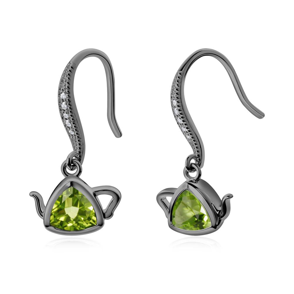 Creative Bezel Setting Peridot French Hook Earrings - LUO Jewelry #metal_black finish sterling silver