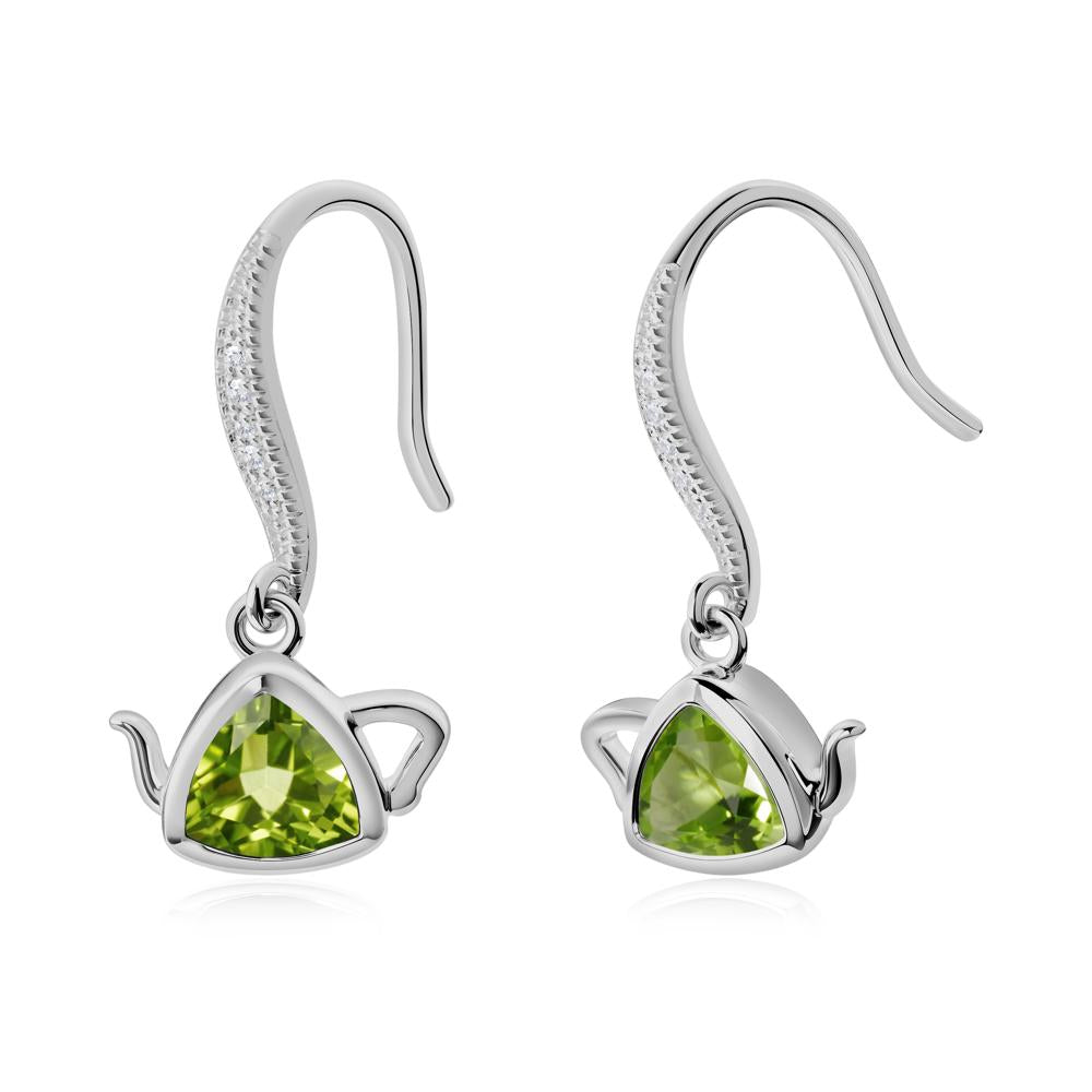 Creative Bezel Setting Peridot French Hook Earrings - LUO Jewelry #metal_platinum