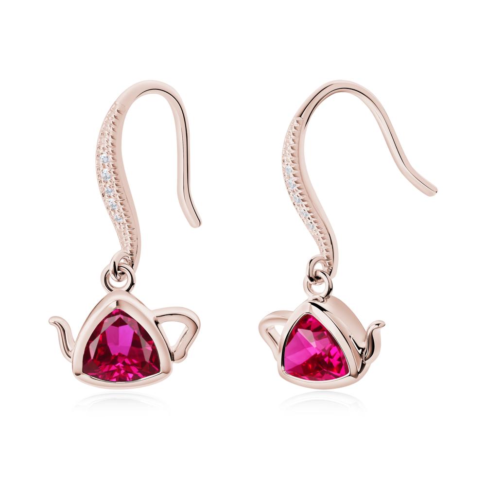 Creative Bezel Setting Ruby French Hook Earrings - LUO Jewelry #metal_14k rose gold