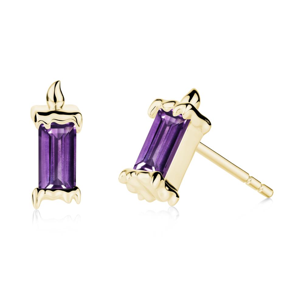 Whimsical Baguette Amethyst Candle Inspired Earrings - LUO Jewelry #metal_18k yellow gold