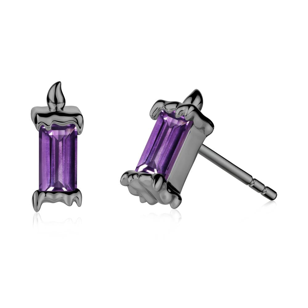 Whimsical Baguette Amethyst Candle Inspired Earrings - LUO Jewelry #metal_black finish sterling silver