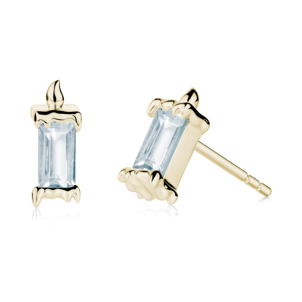 Whimsical Baguette Aquamarine Candle Inspired Earrings - LUO Jewelry #metal_14k yellow gold