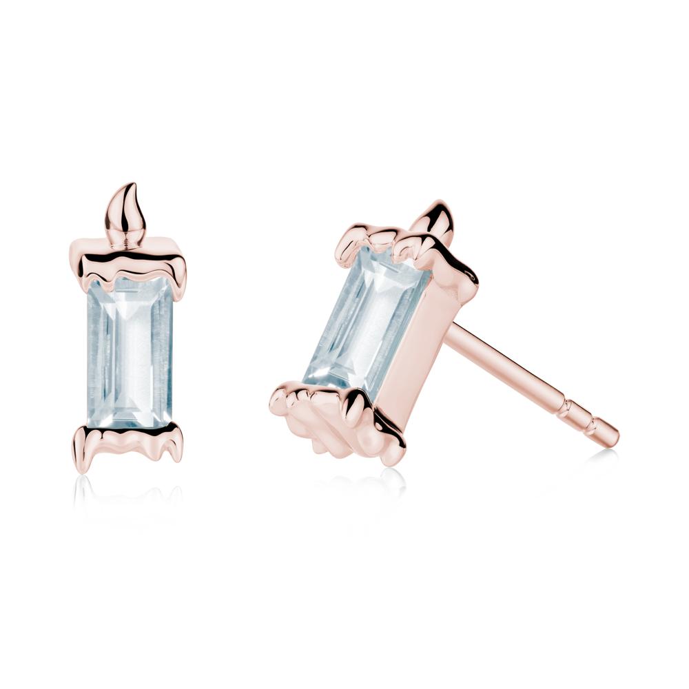 Whimsical Baguette Aquamarine Candle Inspired Earrings - LUO Jewelry #metal_18k rose gold