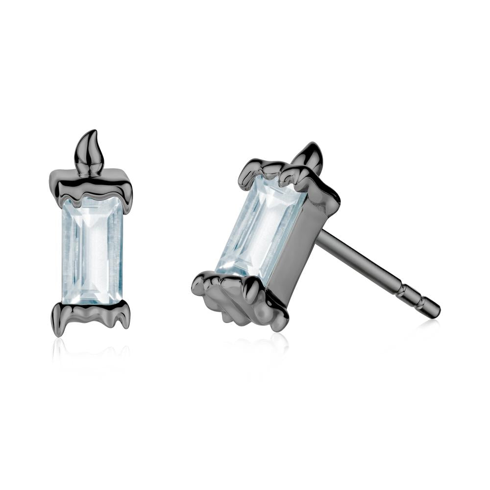 Whimsical Baguette Aquamarine Candle Inspired Earrings - LUO Jewelry #metal_black finish sterling silver