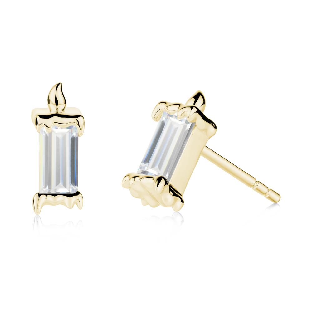 Bezel Setting Baguette Cubic Zirconia Stud Earrings - LUO Jewelry #metal_18k yellow gold
