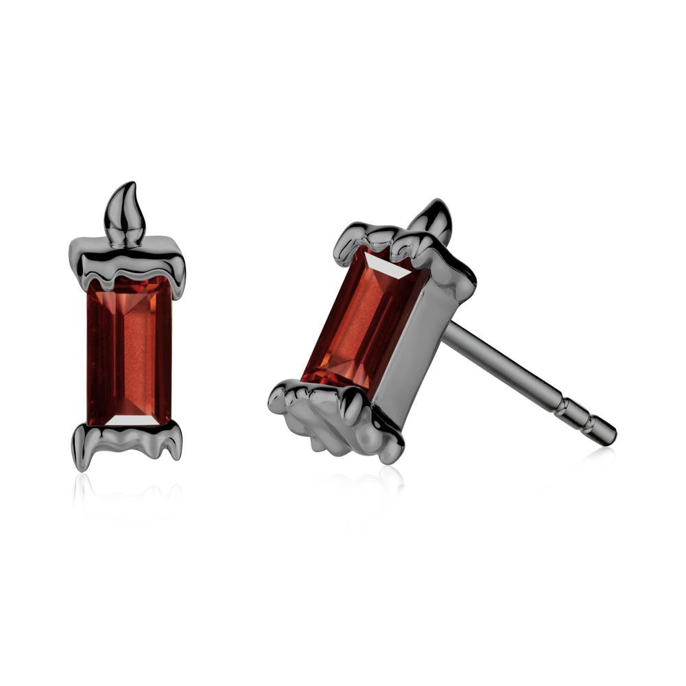 Whimsical Baguette Garnet Candle Inspired Earrings - LUO Jewelry #metal_black finish sterling silver