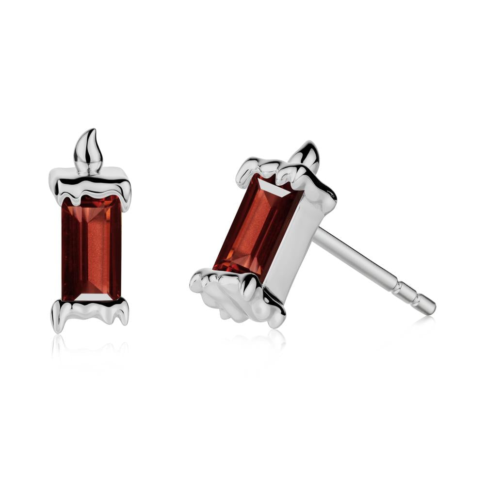 Whimsical Baguette Garnet Candle Inspired Earrings - LUO Jewelry #metal_platinum